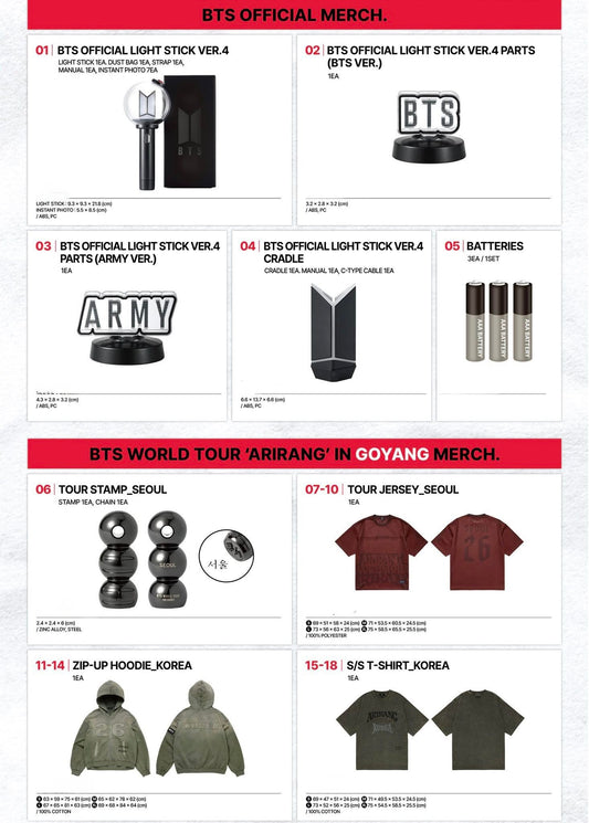 [PRE ORDER] BTS ARIRANG WORLD TOUR PICK UP MERCH IN GOYANG